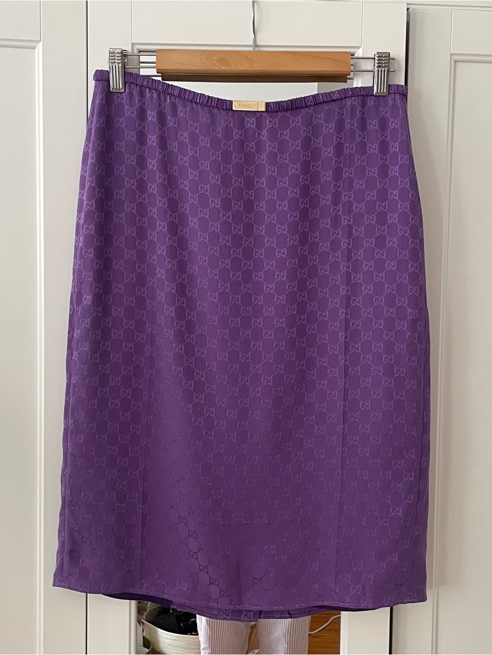 Gucci monogram silk jacquard skirt in purple NWT